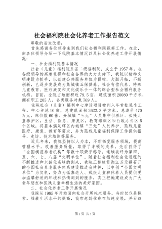 2024年社会福利院社会化养老工作报告范文