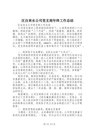 2024年区自来水公司党支部年终工作总结