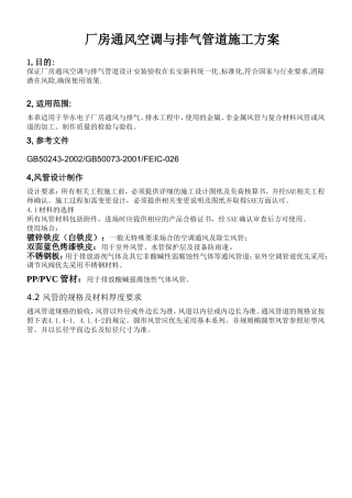 厂房通风空调与排气管道设计安装验收标准