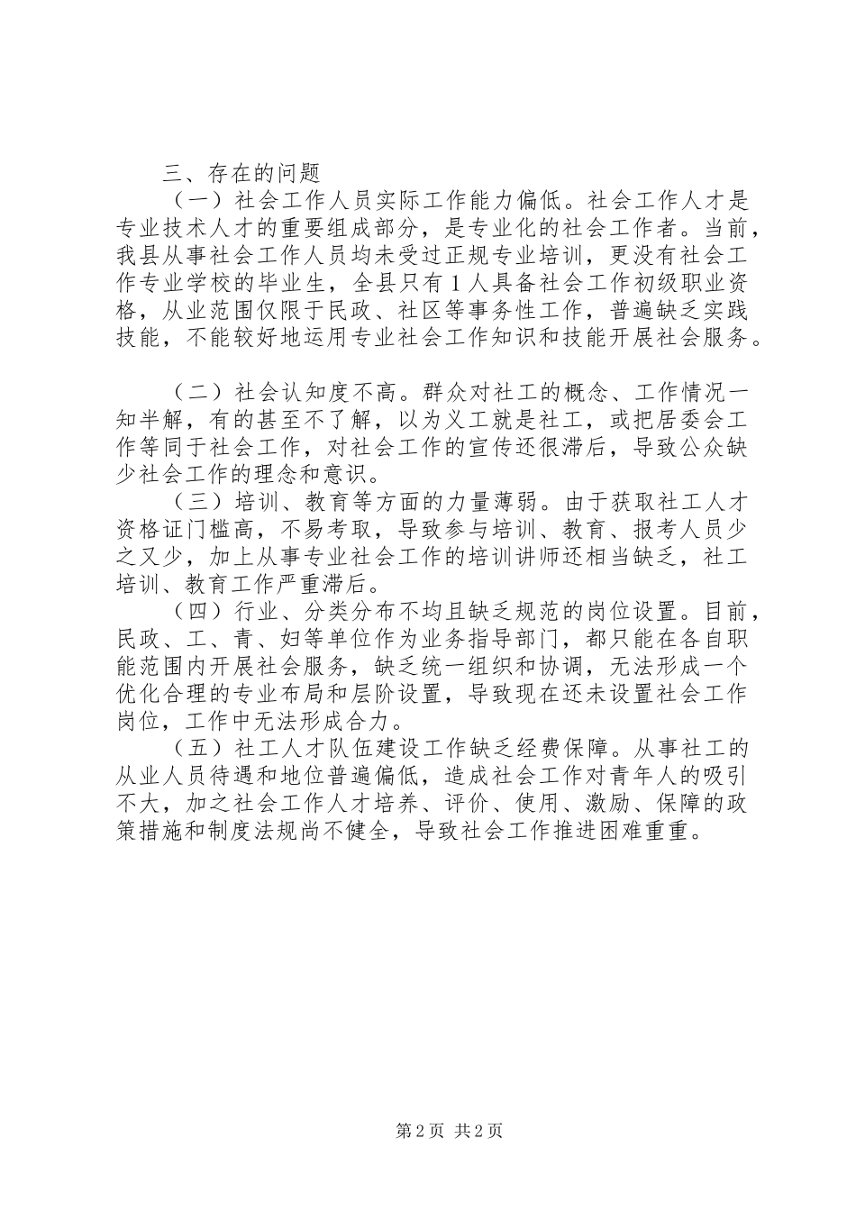 2024年社会工作人才队伍建设工作总结_第2页