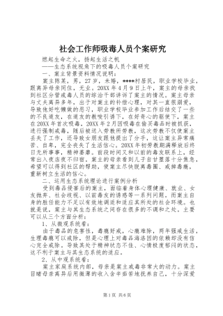 2024年社会工作师吸毒人员个案研究