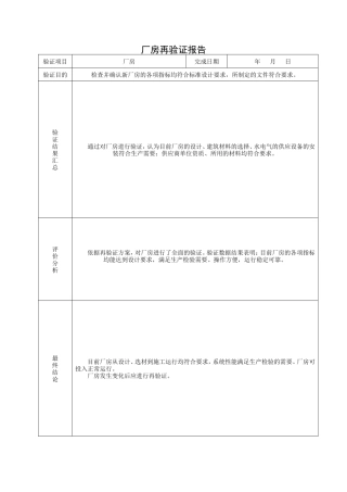 厂房验证报告