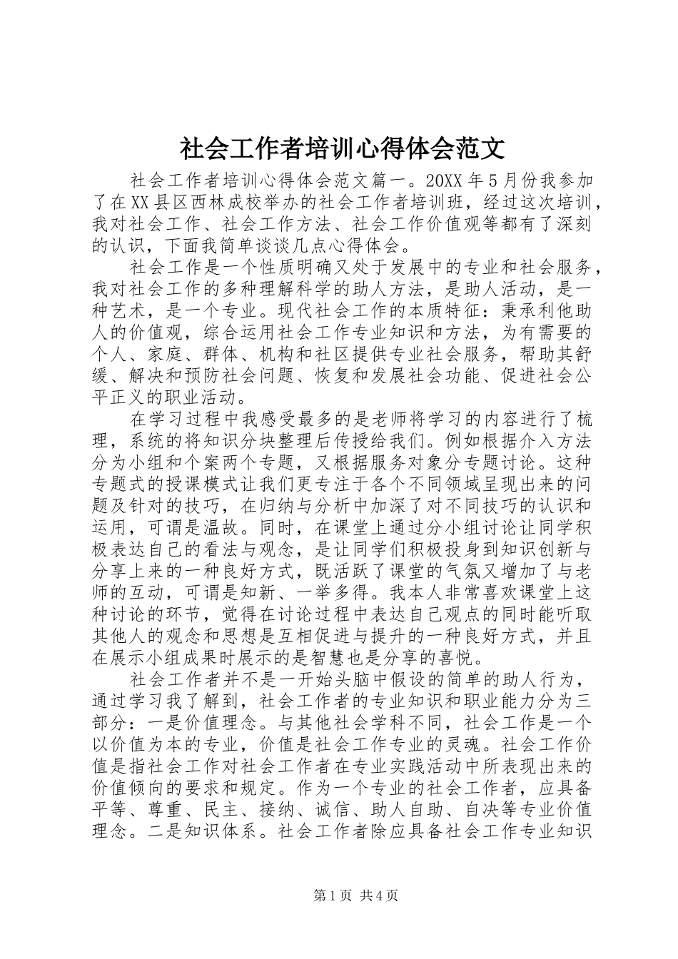 2024年社会工作者培训心得体会范文_第1页