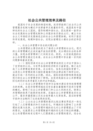 2024年社会公共管理效率及路径
