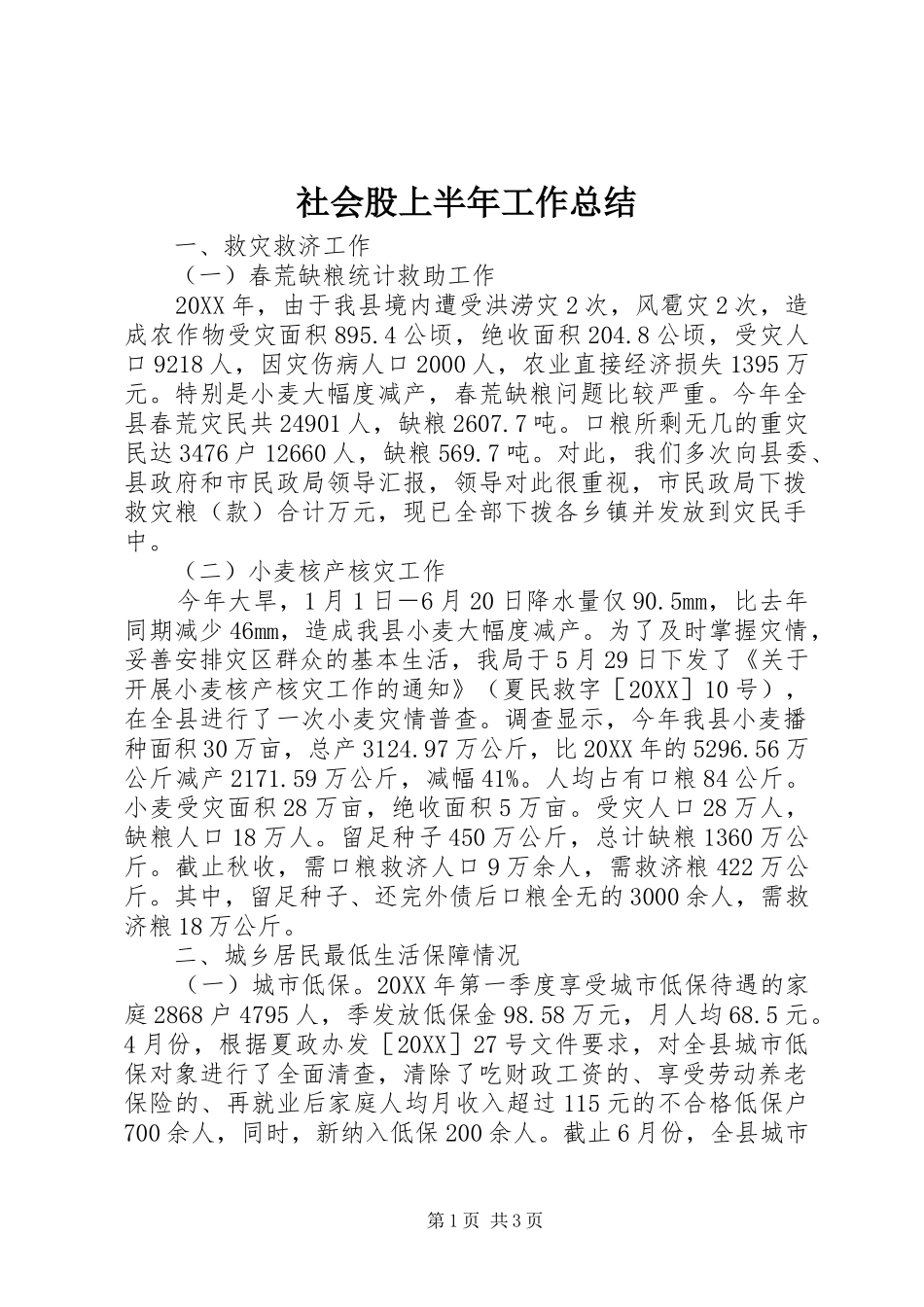 2024年社会股上半年工作总结_第1页