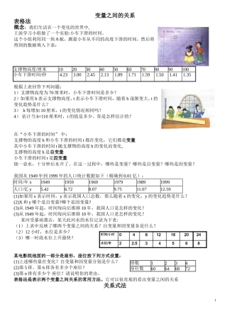 变量之间的关系讲义