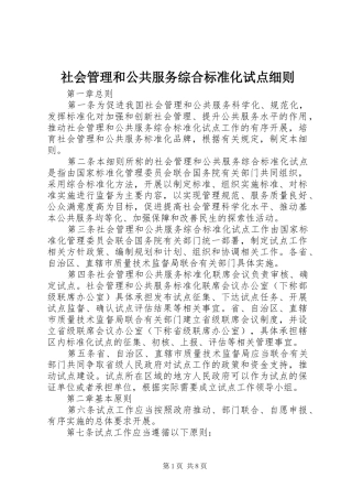 2024年社会管理和公共服务综合标准化试点细则