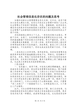 2024年社会管理信息化存在的问题及思考