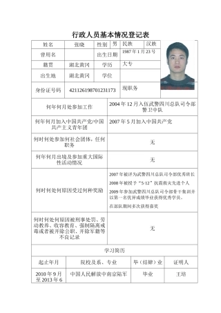 单位主要负责人基本情况登记表总、副总