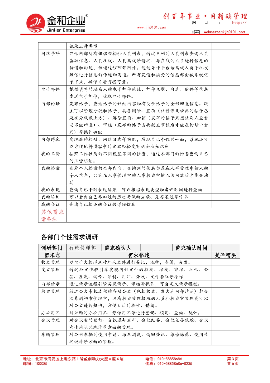 各部门OA需求调查问卷表_第3页