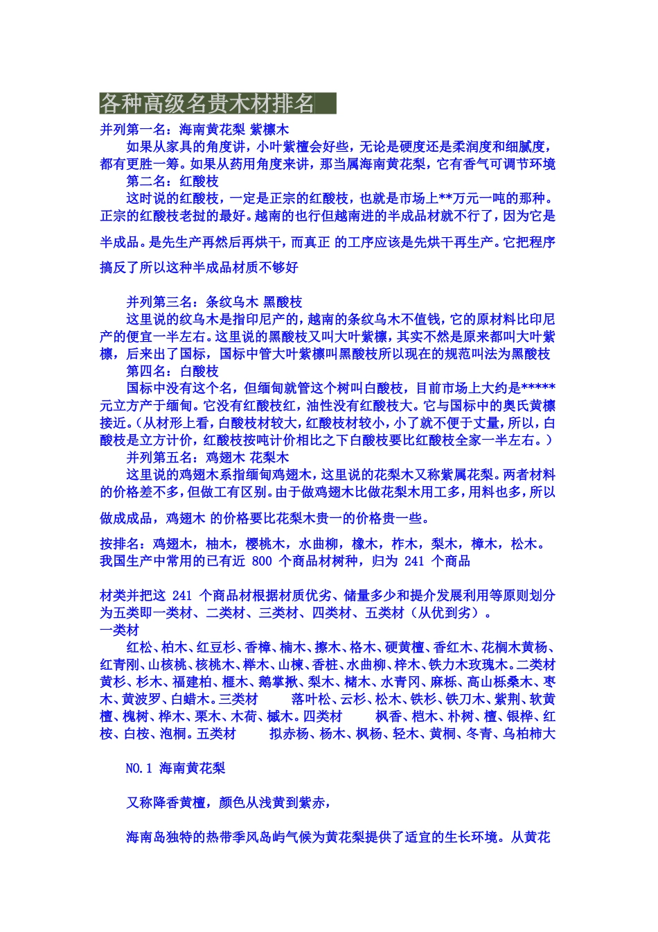 各种高级名贵木材排名_第1页