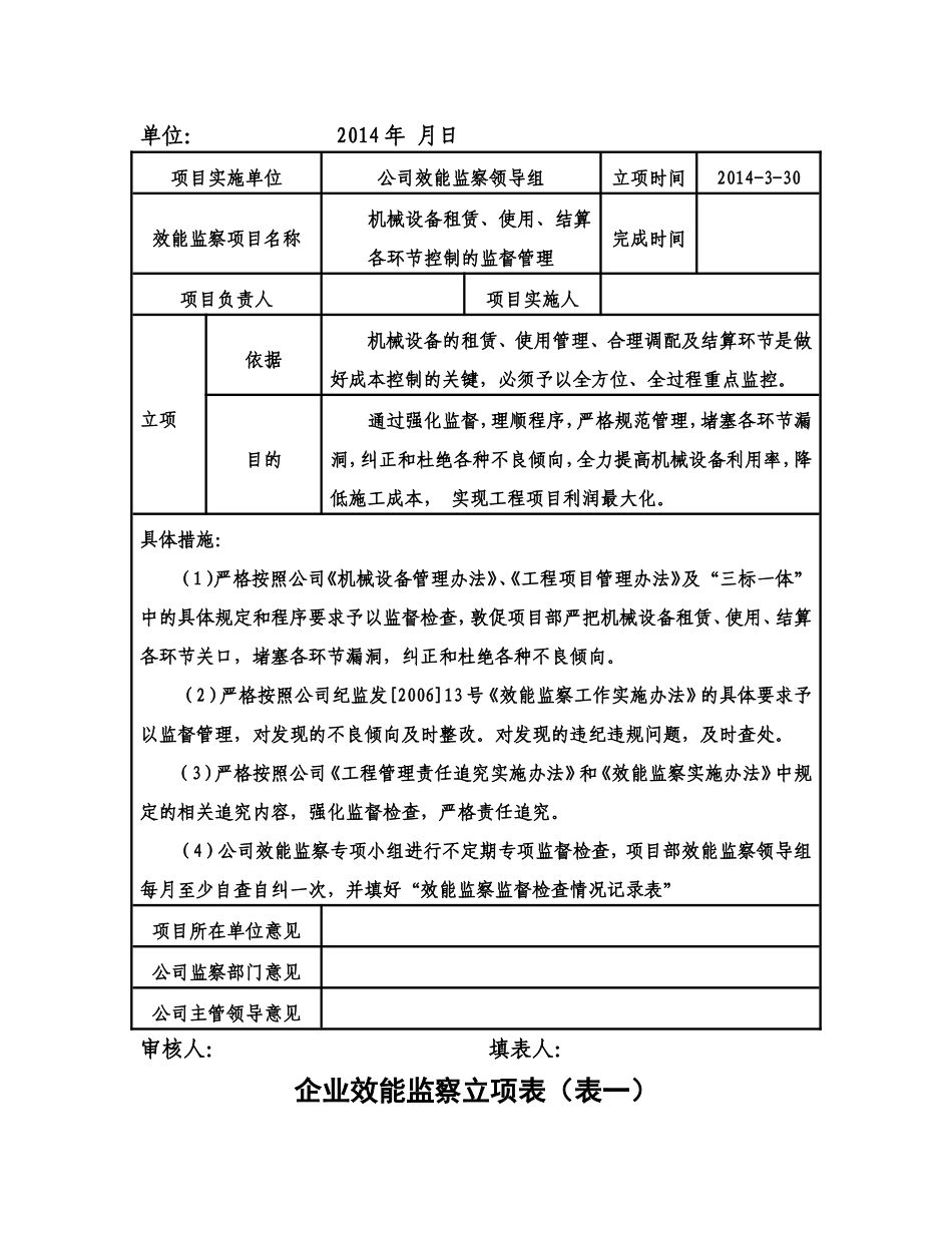 各部门企业效能监察立项表_第3页