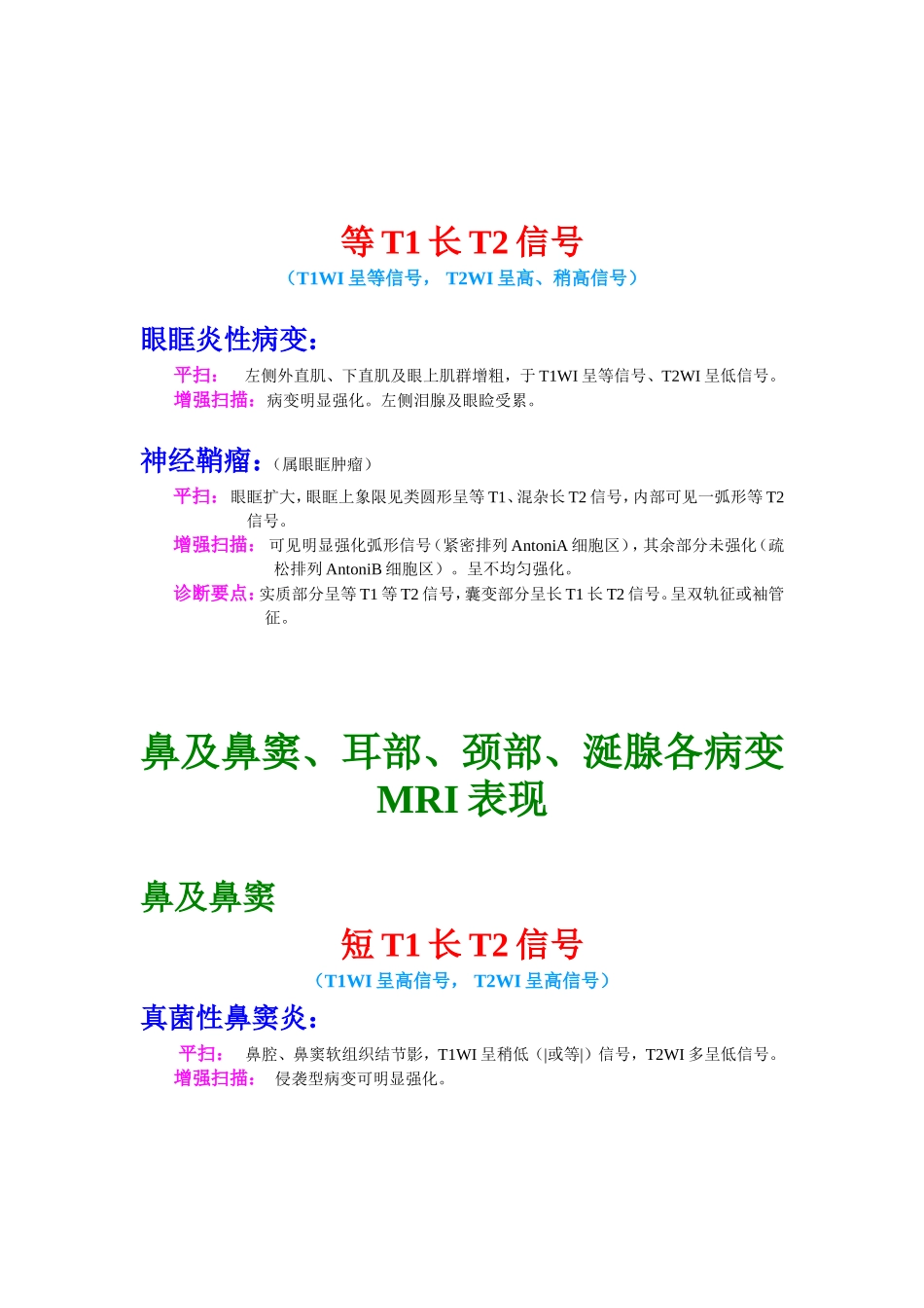 各部位各疾病MRI表现及描述_第2页