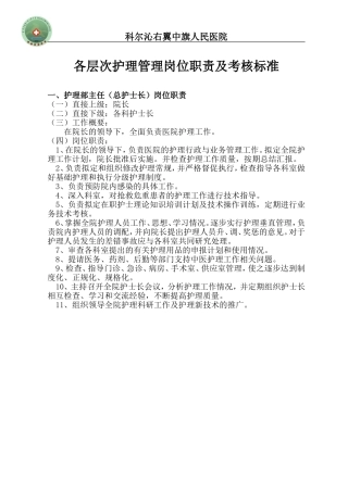 各层次护理管理岗位职责及考核标准[1]