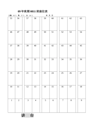 各种教室座位表模板