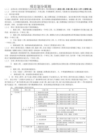 单元工程项目划分原则