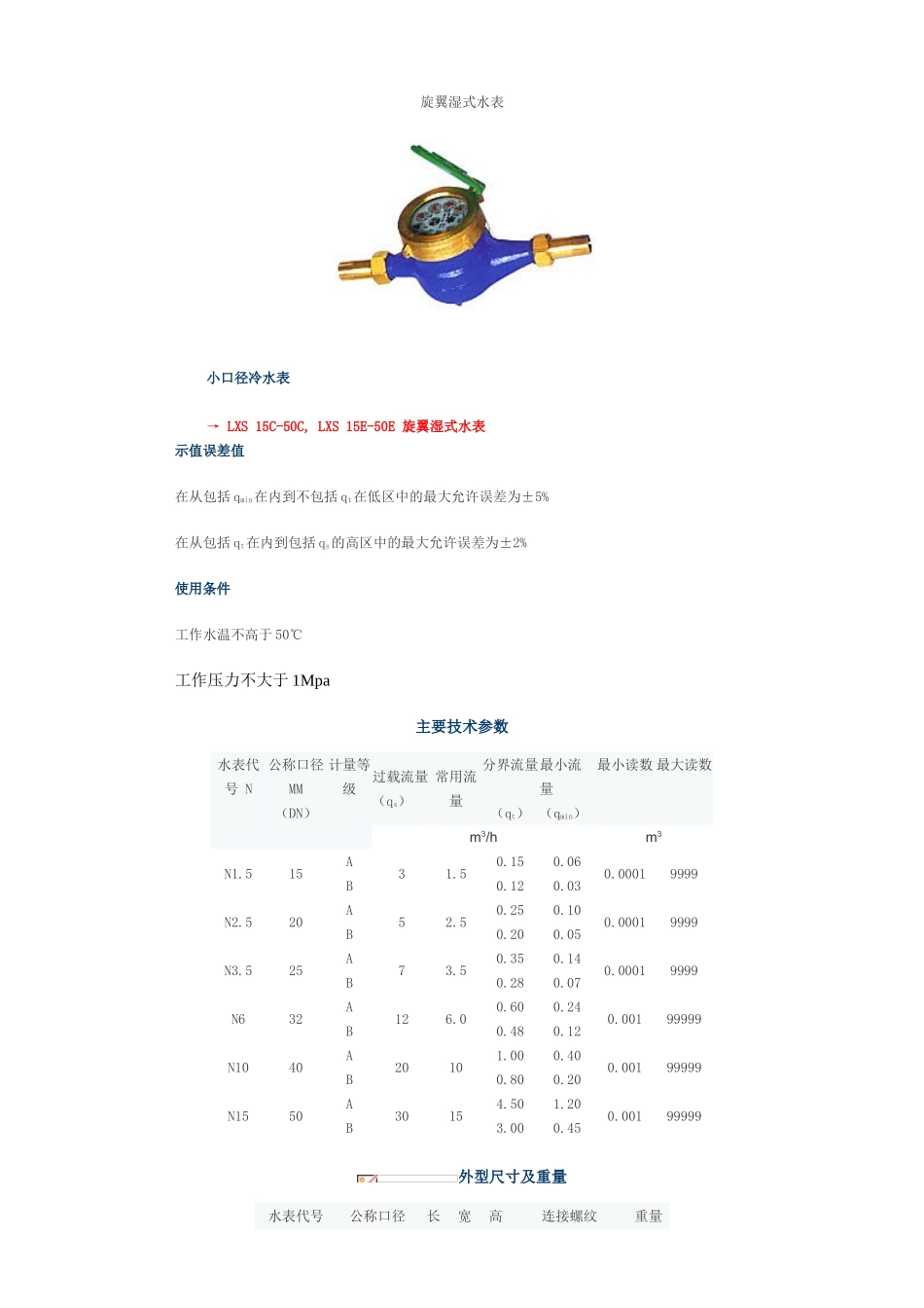 各种水表参数_第1页