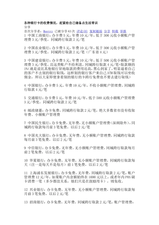 各种银行卡的收费情况(同名1683)