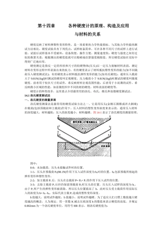 各种硬度计的结构和测量方法