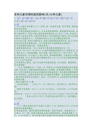 各种元素对钢性能的影响(共18种元素)