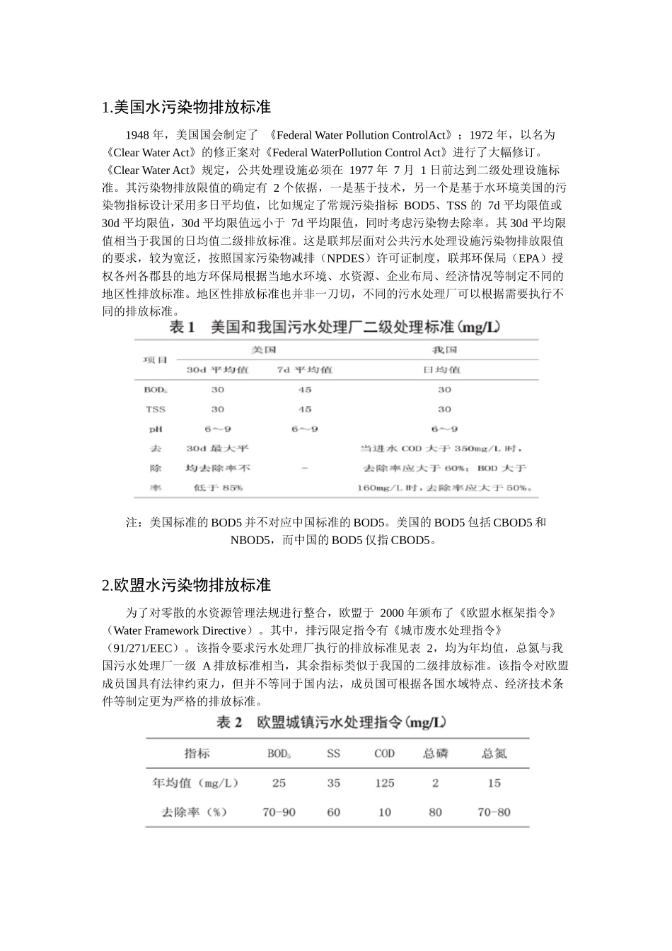 各国污水排放标准(美国、欧盟、日本、香港、以色列、新加坡、俄罗斯、马来西亚、泰国、阿联酋、拉丁美洲)_第1页