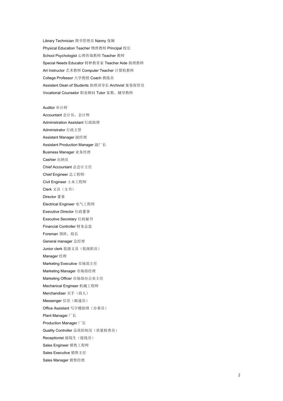 各种职位的英文翻译_第2页