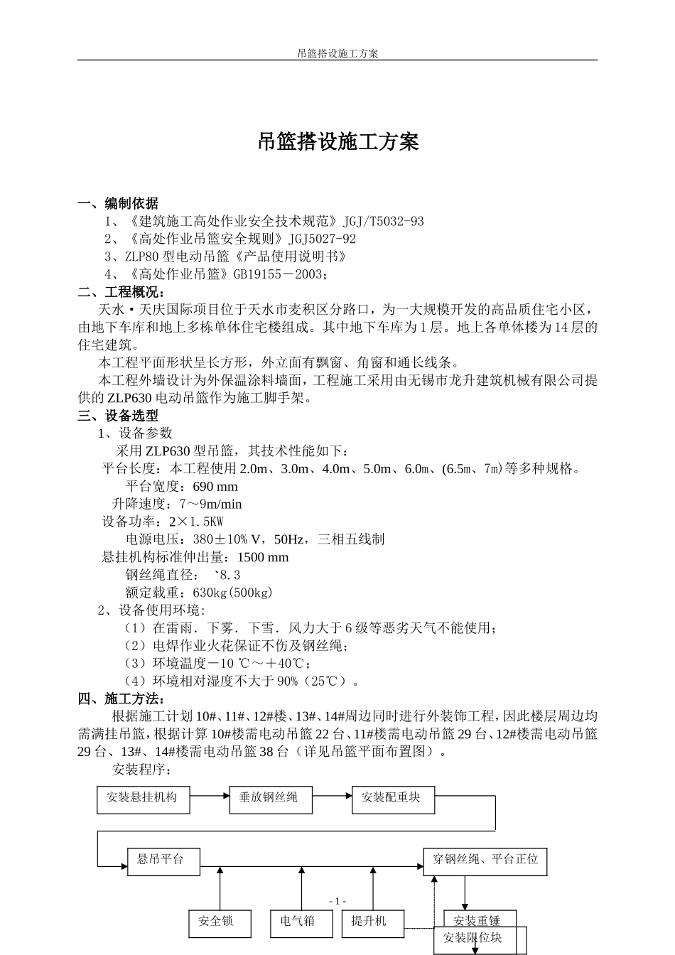 吊篮搭设施工方案_第1页