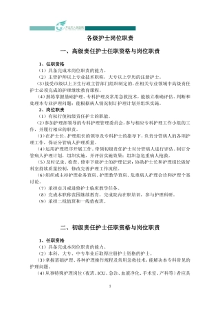 各级护士岗位职责