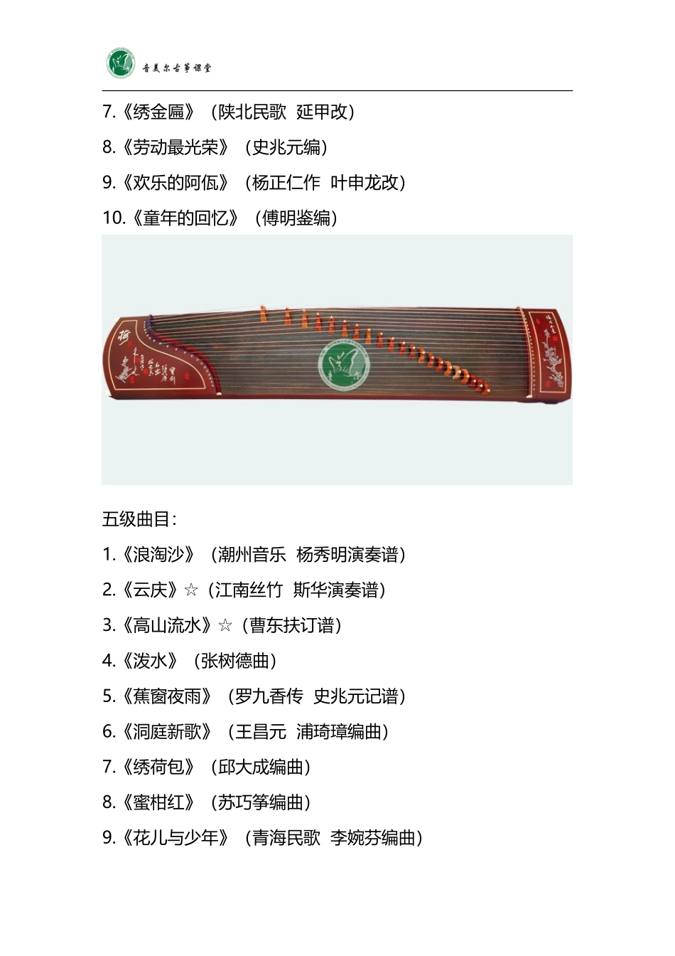 古筝专业考级曲目大全(1-10级)_第3页