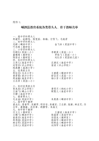 各类带头人、骨干教师名单