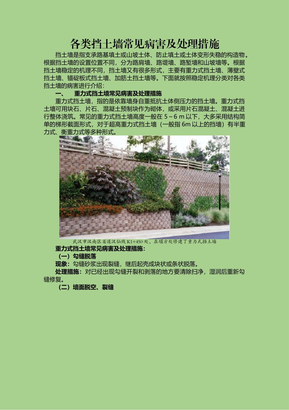 各类挡土墙常见病害及处理措施_第1页