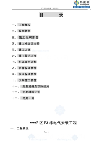 哈尔滨某住宅电气安装施工组织设计-secret