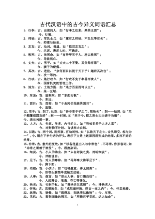 古代汉语中的古今异义词语汇总