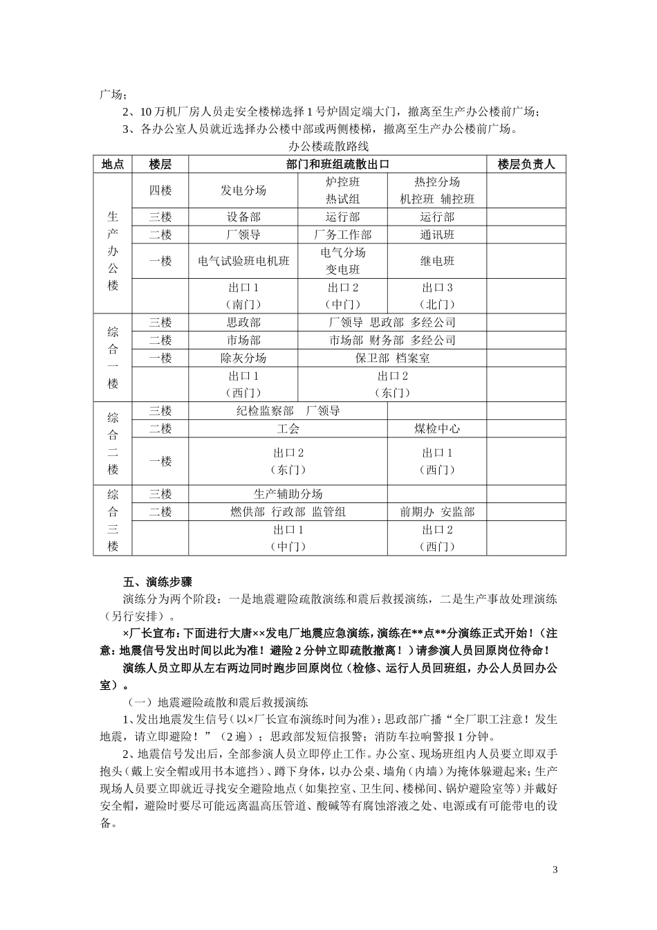 发电厂地震应急演练方案_第3页