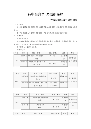 古代诗歌鉴赏之思想感情