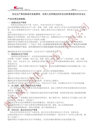 各类人员及部门安全生产责任制