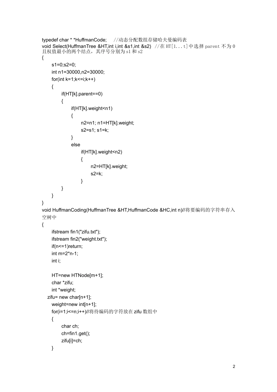 哈夫曼编码实验报告_第2页