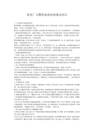 发电厂习惯性违章的表现及纠正