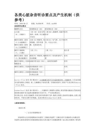 各类心脏杂音听诊要点及产生机制各类心脏杂音听诊要点及产生机制