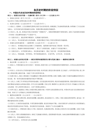 各历史时期的阶段特征