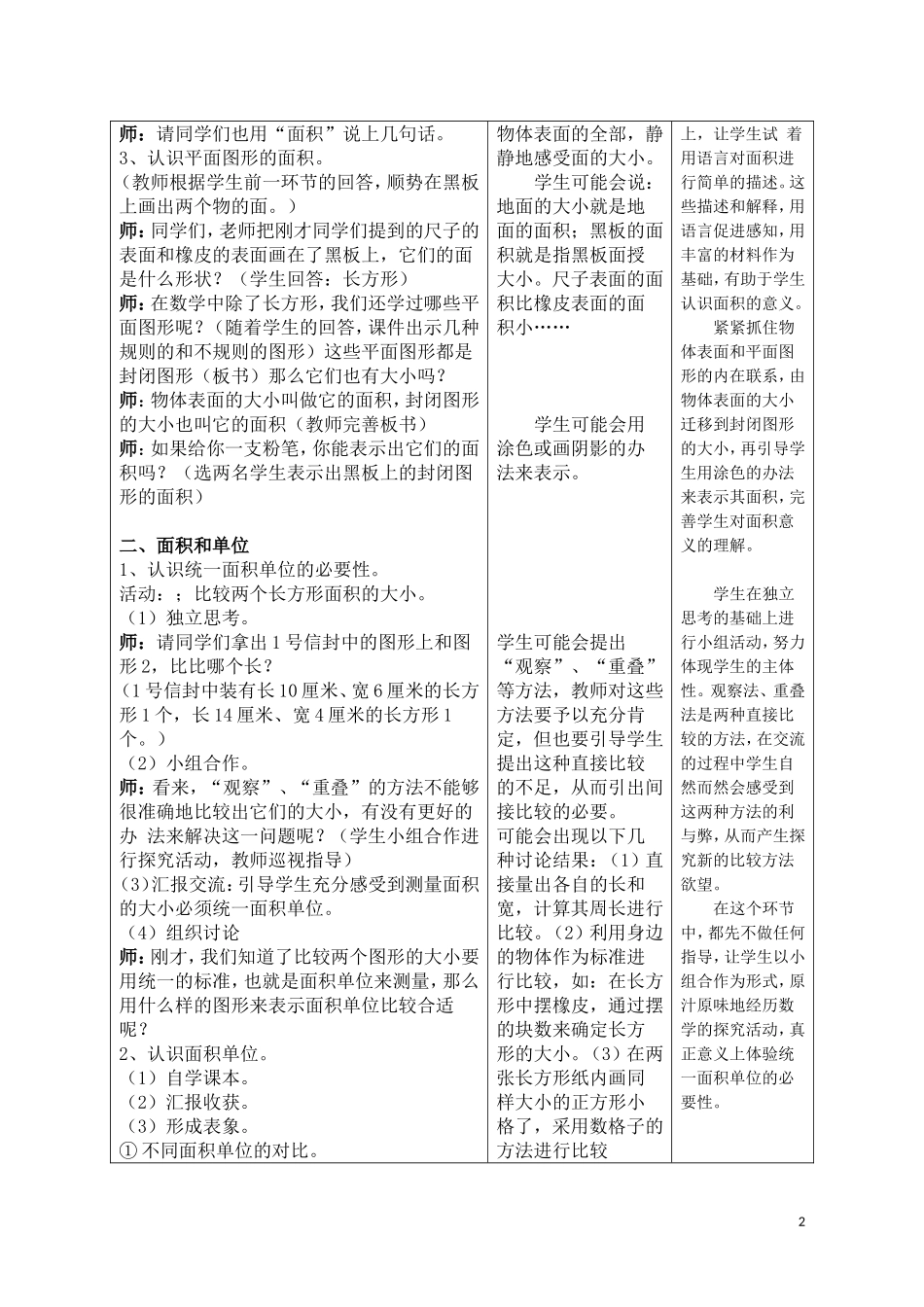 反思教案三下-面积和面积单位_第2页
