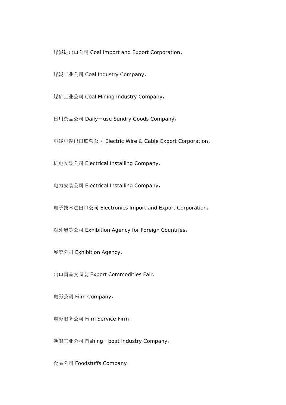 各行业公司名称中英文对照表_第3页