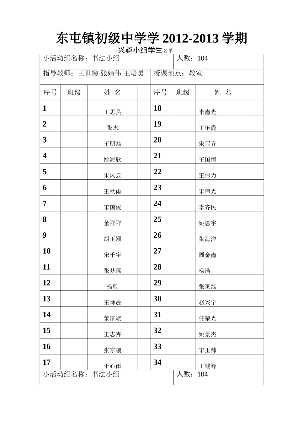 各兴趣小组学生名单小组名单_第1页