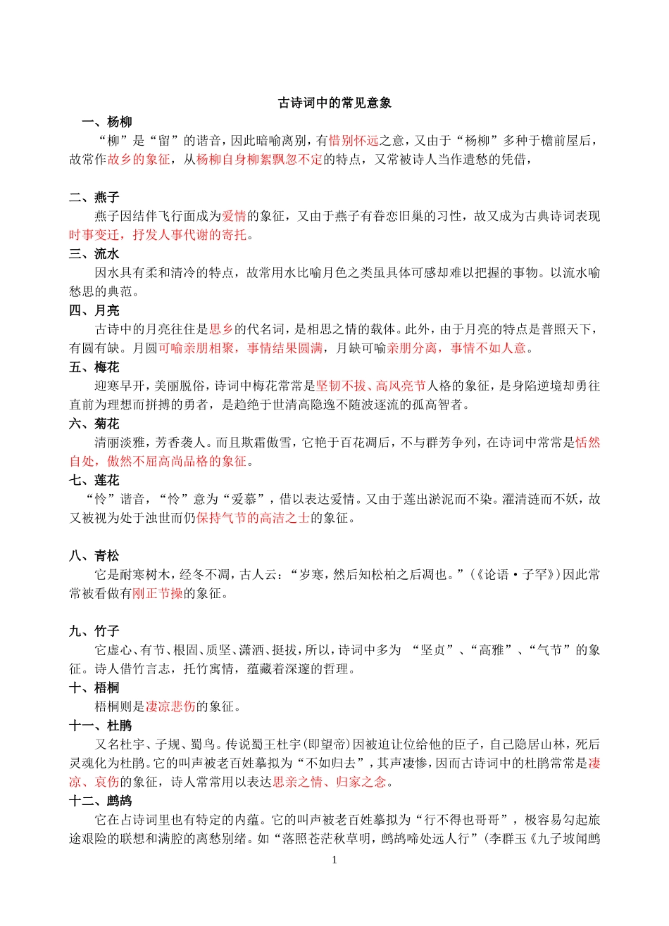 古诗词鉴赏意象_第1页