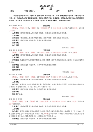 各种病程记录模板