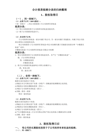 合并报表抵消分录