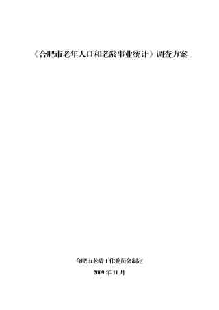 合肥市老年人口和老龄事业统计调查方案
