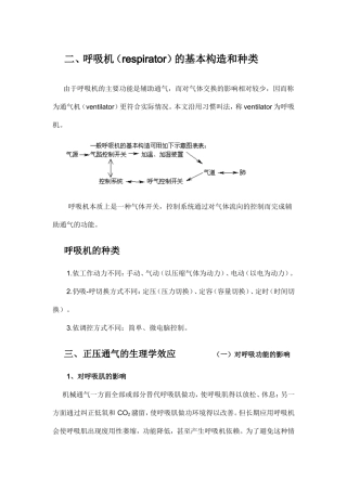 呼吸机模式以及参数的调节