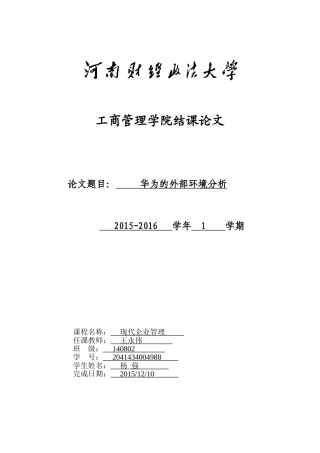 华为的外部环境分析