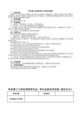 华东理工法学院学生干部考评-互评表格
